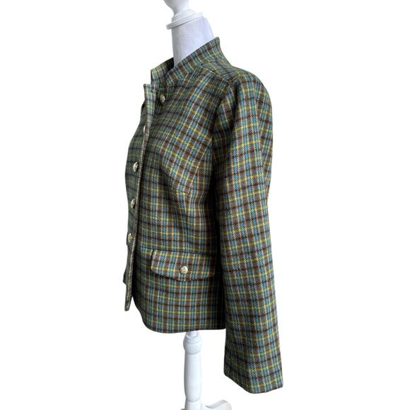 Talbots Shetland Officer Jacket Blazer Women’s 16 Petite Apple Plaid Wool Blend - Picture 4 of 11